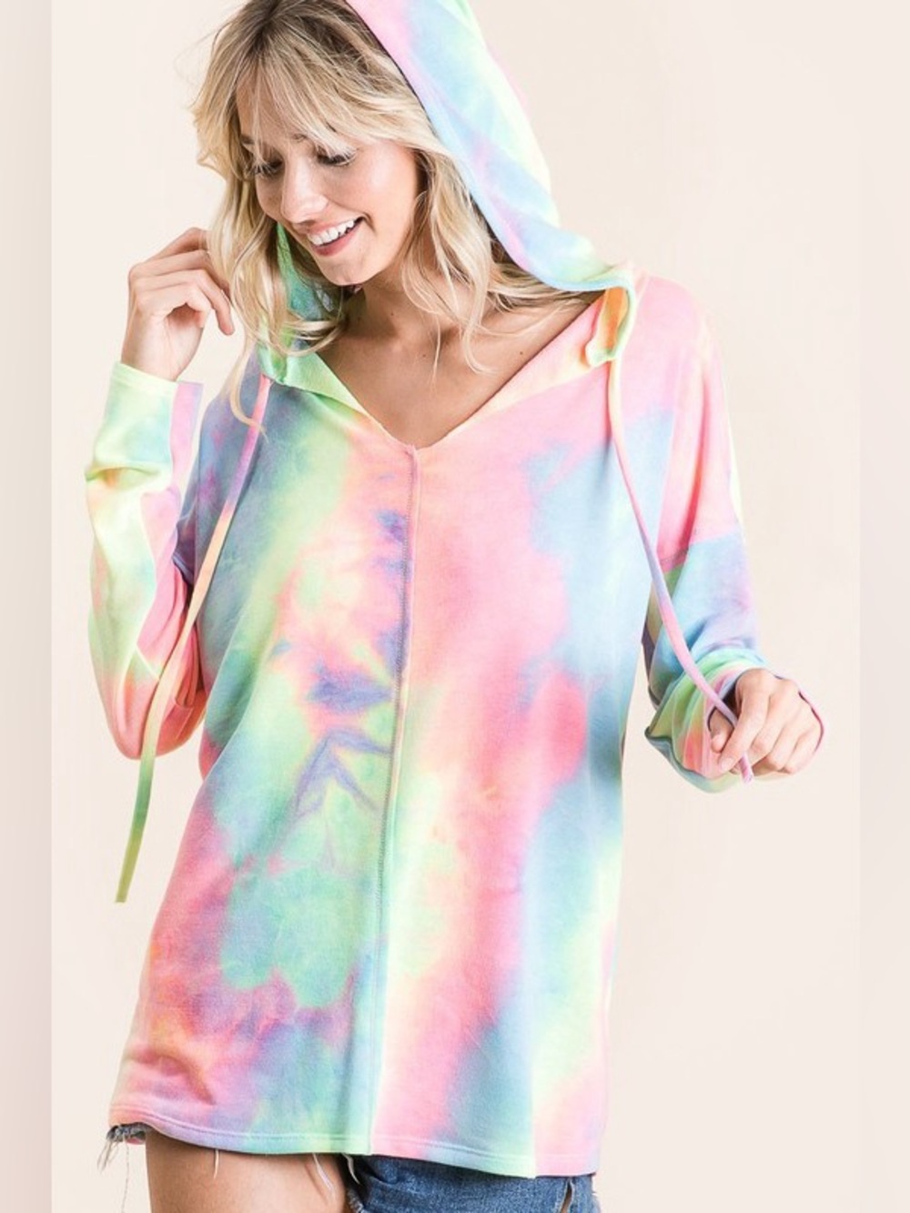 BiBi Tie Dye Terry Long Sleeve Hoodie - Picture 11 of 15